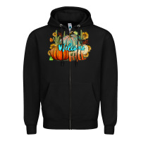 Black Welcome Fall Pumpkins Zipper Hoodie - BundleAndBundleShop