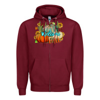 Burgundy Welcome Fall Pumpkins Zipper Hoodie - BundleAndBundleShop