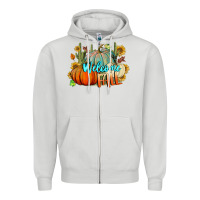 Dove Grey Welcome Fall Pumpkins Zipper Hoodie - BundleAndBundleShop