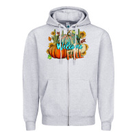 Heather Grey Welcome Fall Pumpkins Zipper Hoodie - BundleAndBundleShop