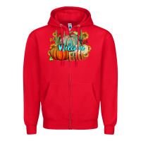 Red Welcome Fall Pumpkins Zipper Hoodie - BundleAndBundleShop