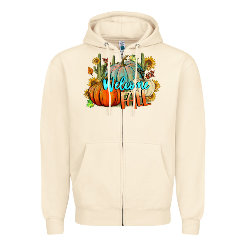 Welcome Fall Pumpkins Zipper Hoodie by BundleAndBundleShop | Teevron