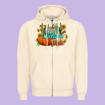 Welcome Fall Pumpkins Zipper Hoodie Designed By Bundleandbundleshop