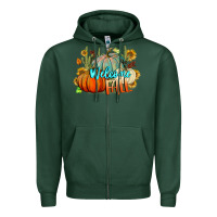Sports Green Welcome Fall Pumpkins Zipper Hoodie - BundleAndBundleShop