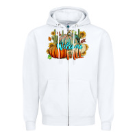White Welcome Fall Pumpkins Zipper Hoodie - BundleAndBundleShop