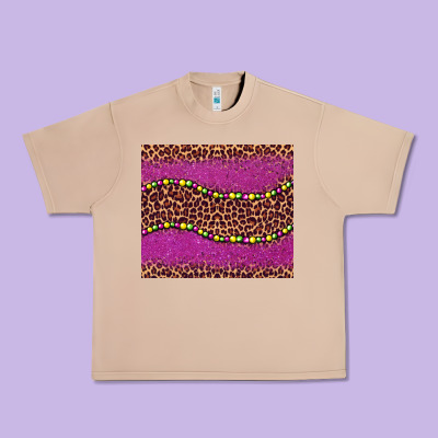 Mardi Gras  Leopard Pink Glitter Bead Urban Heavy Tee Designed By Barkaloodesign