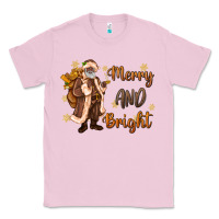 Bubblegum Pink merry and bright black santa Classic Tee - MaliasSmallBusiness