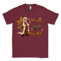 Burgundy merry and bright black santa Classic Tee - MaliasSmallBusiness