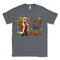 Charcoal Heather merry and bright black santa Classic Tee - MaliasSmallBusiness