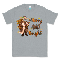 Heather Grey merry and bright black santa Classic Tee - MaliasSmallBusiness