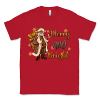 Red merry and bright black santa Classic Tee - MaliasSmallBusiness