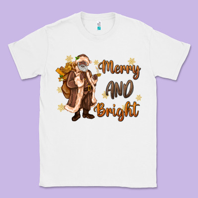 Merry And Bright Black Santa Classic Tee Designed By Maliassmallbusiness
