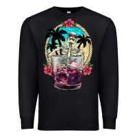 Black summer skeleton cocktail Premium Sweatshirt - NancyCooperArtShop