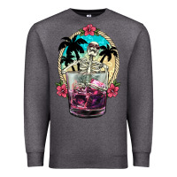 Charcoal Heather summer skeleton cocktail Premium Sweatshirt - NancyCooperArtShop
