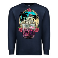 Navy summer skeleton cocktail Premium Sweatshirt - NancyCooperArtShop