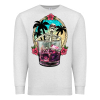 Oatmeal Heather summer skeleton cocktail Premium Sweatshirt - NancyCooperArtShop