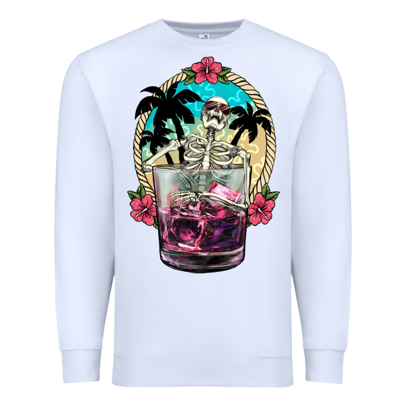 Summer Skeleton Cocktail Premium Sweatshirt by NancyCooperArtShop | Teevron