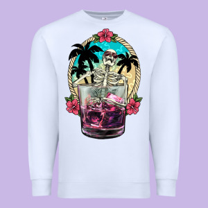 Summer Skeleton Cocktail Premium Sweatshirt Designed By Nancycooperartshop