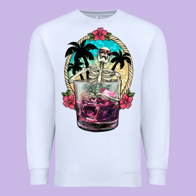 Summer Skeleton Cocktail Premium Sweatshirt Designed By Nancycooperartshop