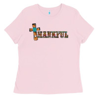 Bubblegum Pink thankful pumpkin cross Ladies Tee - RanaPortraitStore