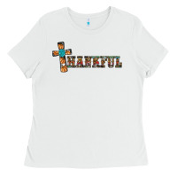White thankful pumpkin cross Ladies Tee - RanaPortraitStore