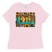 Bubblegum Pink thankful pumpkin Ladies Tee - RanaPortraitStore