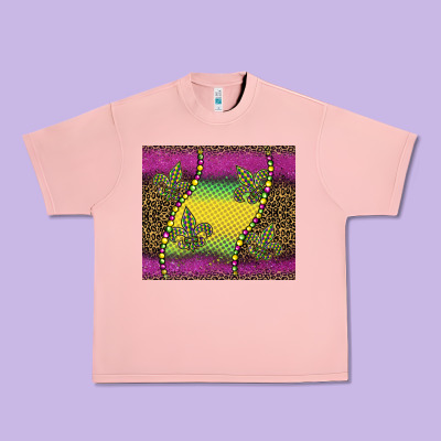 Mardi Gras  Leopard Pink Glitter Urban Heavy Tee Designed By Barkaloodesign