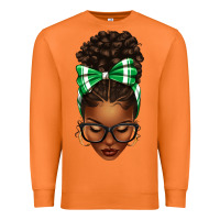 Carrot Afro Messy Bun Green and White Bow Premium Sweatshirt - texasbilliewilder