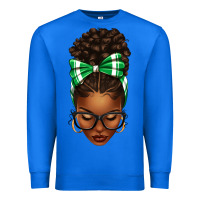 True Royal Afro Messy Bun Green and White Bow Premium Sweatshirt - texasbilliewilder