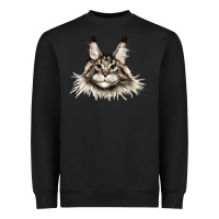 Black Maine Coon Cat Face Heavyweight Sweatshirt - LillyAllenDesigns