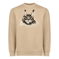Mushroom Maine Coon Cat Face Heavyweight Sweatshirt - LillyAllenDesigns