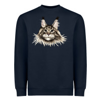 Navy Maine Coon Cat Face Heavyweight Sweatshirt - LillyAllenDesigns