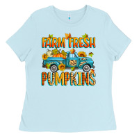 Baby Blue farm fresh pumpkins Ladies Tee - Zillion Design Studio