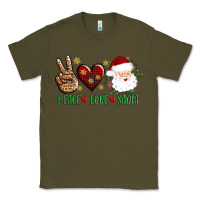 Army Green peace love Santa Classic Tee - AdoDesignShop