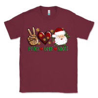 Burgundy peace love Santa Classic Tee - AdoDesignShop