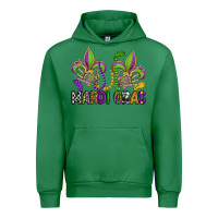 Emerald mardi gras skeleton hands  fleur de lis Urban Hoodie - OliviaCreatesArt