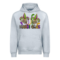 Heather Grey mardi gras skeleton hands  fleur de lis Urban Hoodie - OliviaCreatesArt