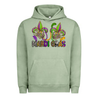 Pigment Oil Green mardi gras skeleton hands  fleur de lis Urban Hoodie - OliviaCreatesArt