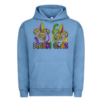 Pigment Pebble Blue mardi gras skeleton hands  fleur de lis Urban Hoodie - OliviaCreatesArt