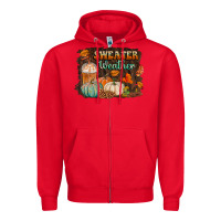 Red sweater weather Zipper Hoodie - BundleAndBundleShop
