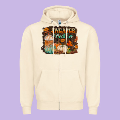 Sweater Weather Zipper Hoodie Designed By Bundleandbundleshop
