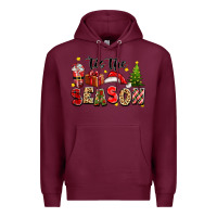 Burgundy tis the season christmas Premium Hoodie - texasbilliewilder
