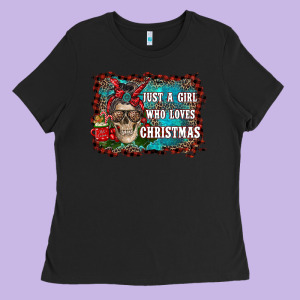Just A Girl Who Loves Christmas Ladies Tee Designed By Ranaportraitstore