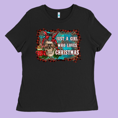 Just A Girl Who Loves Christmas Ladies Tee Designed By Ranaportraitstore