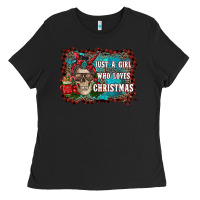 Black just a girl who loves christmas Ladies Tee - RanaPortraitStore