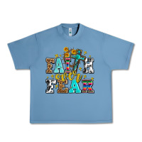 Pebble Blue faith over fear with cross and sunflowers Urban Heavy Tee - AdoDesignShop