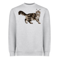 Heather Grey Maine Coon Cat Heavyweight Sweatshirt - LillyAllenDesigns