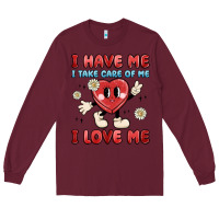 Burgundy i have me i take care of me i love me Long Sleeve Tee - MaliasSmallBusiness