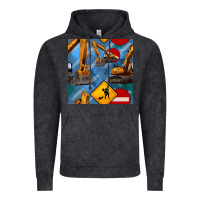 Vintage Black excavator seamless pattern Vintage Hoodie - BundleAndBundleShop