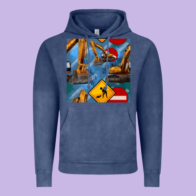 Excavator Seamless Pattern Vintage Hoodie Designed By Bundleandbundleshop